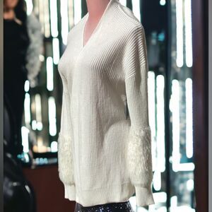 FREE PRESS NWT IVORY FLUFFY SLEEVES CARDIGAN SWEATER EXTRA SMALL OPEN FRONT